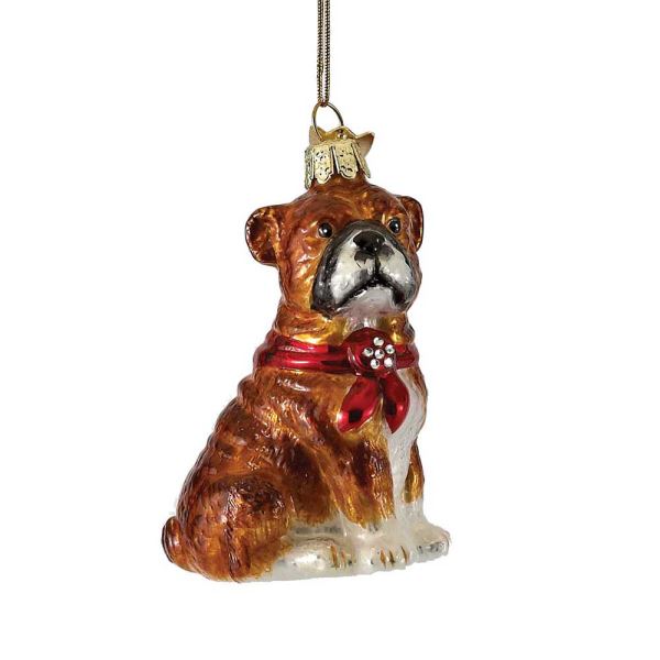 Bulldog Glass Ornament
