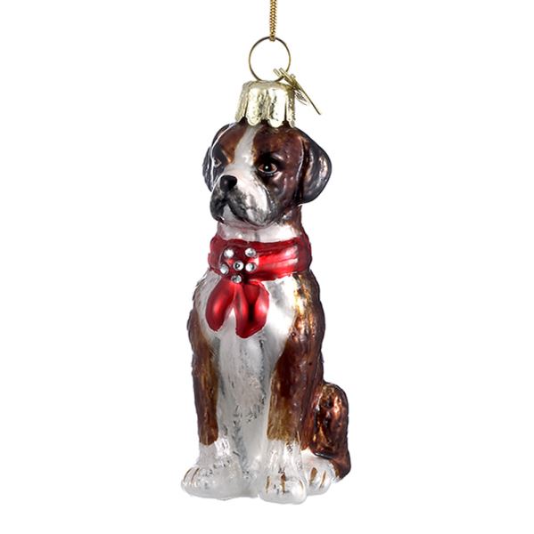 Boxer Glass Ornament