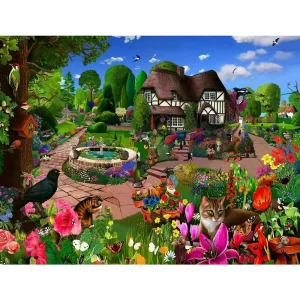 Cats in a Cottage Garden