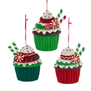 Red and Green Cupcake Ornaments, 3 Assorted (sold separately)